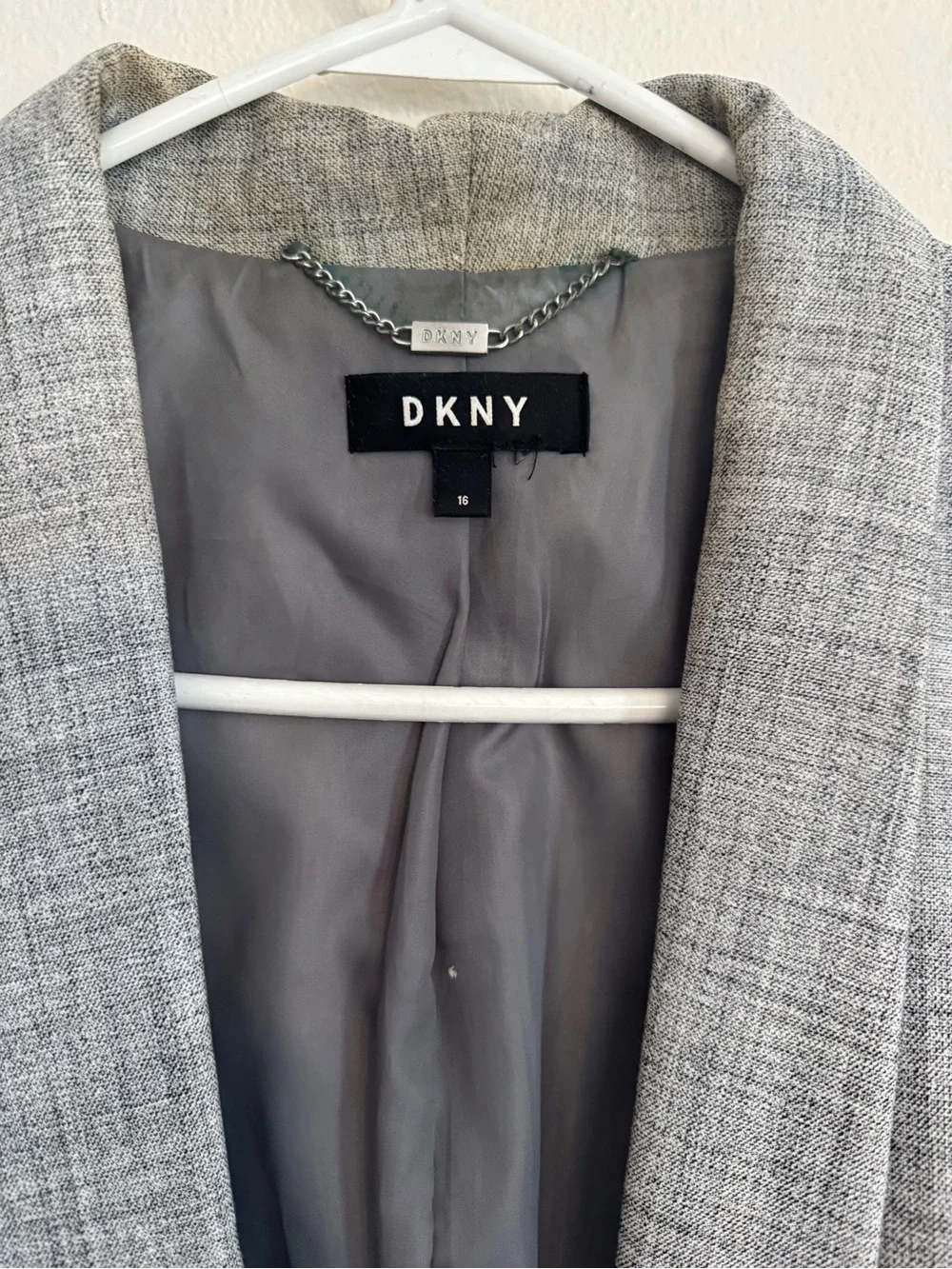 DKNY Gray Shawl Collar Blazer with cinched sleeves